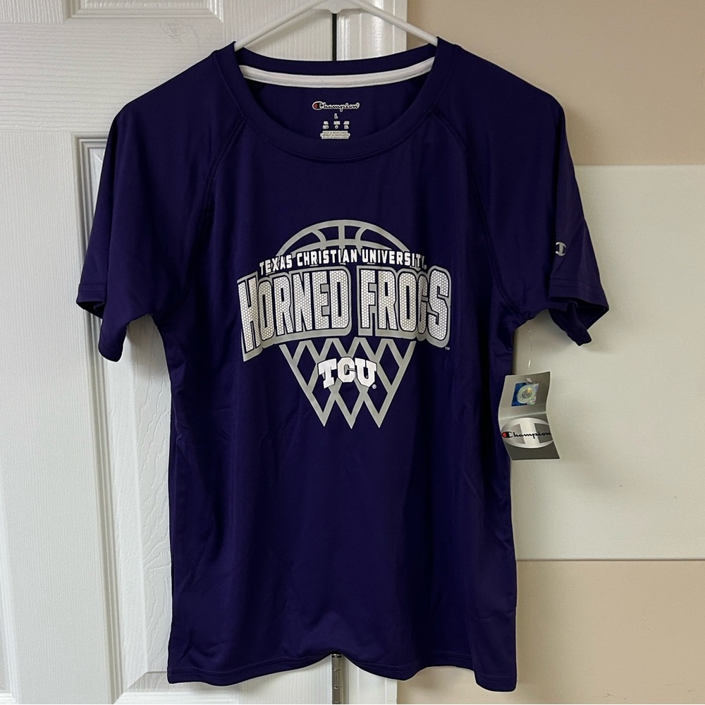 NWT Texas Christian University Horned Frogs Champion Purple Graphic Tee Kids